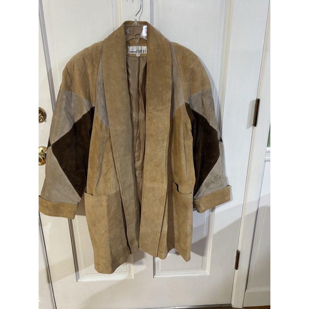 Vintage miltrani Patch Leather‎ Long Coat Medium